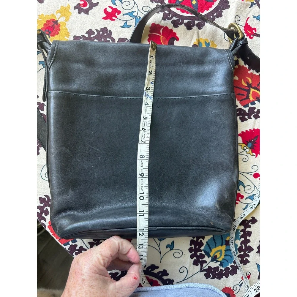 Vintage Coach Black‎ Leather Messenger Bag Crossbody USA Made 0239 232